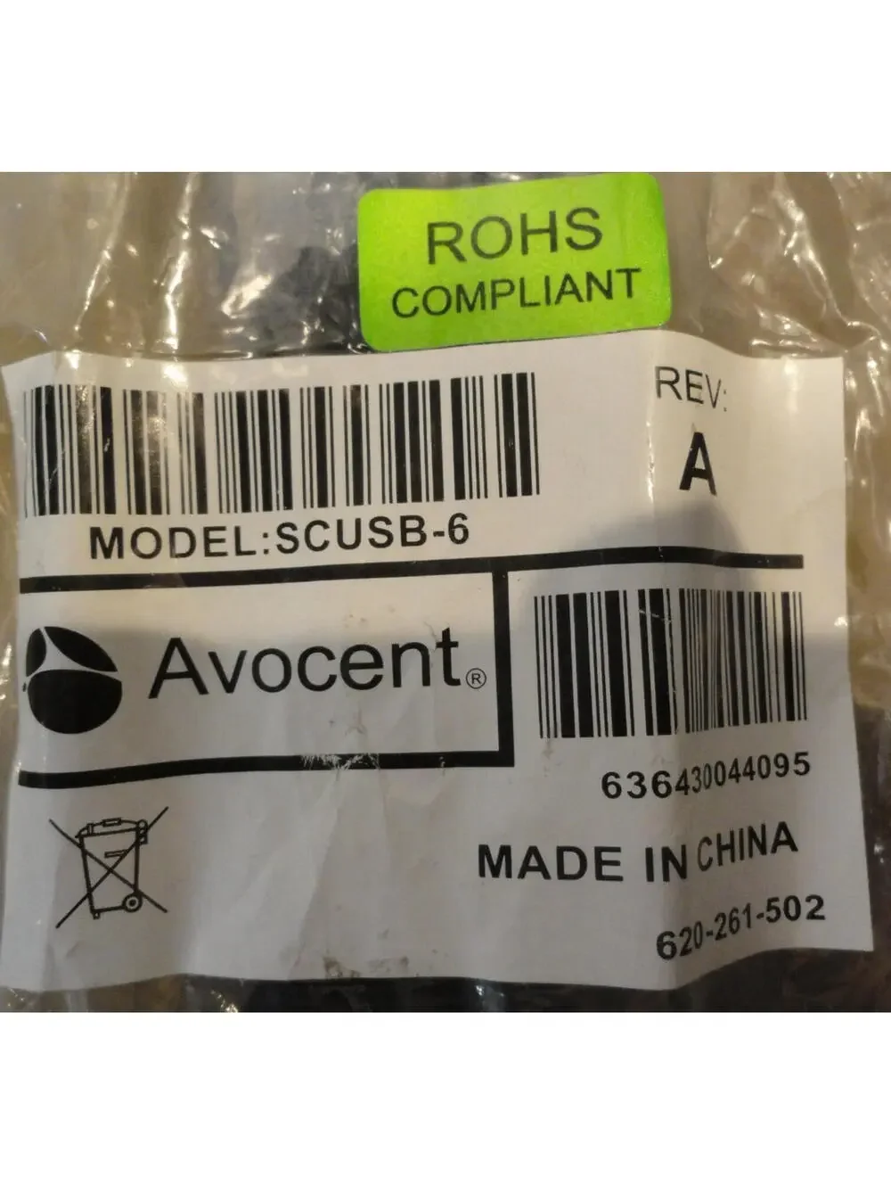 NEW AVOCENT AVRIQ USB Model 620-261-502 ROHS COMPLIANT 6 FEET SCUSB-6